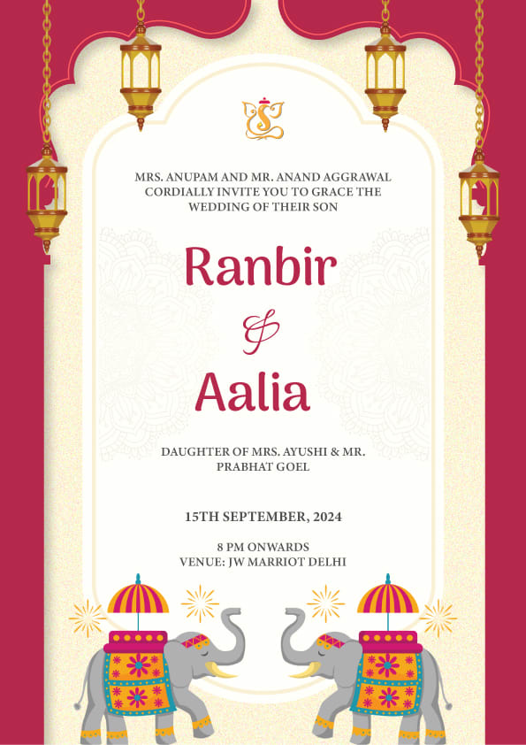 Floral Fiesta Hindu Wedding Invitation Card