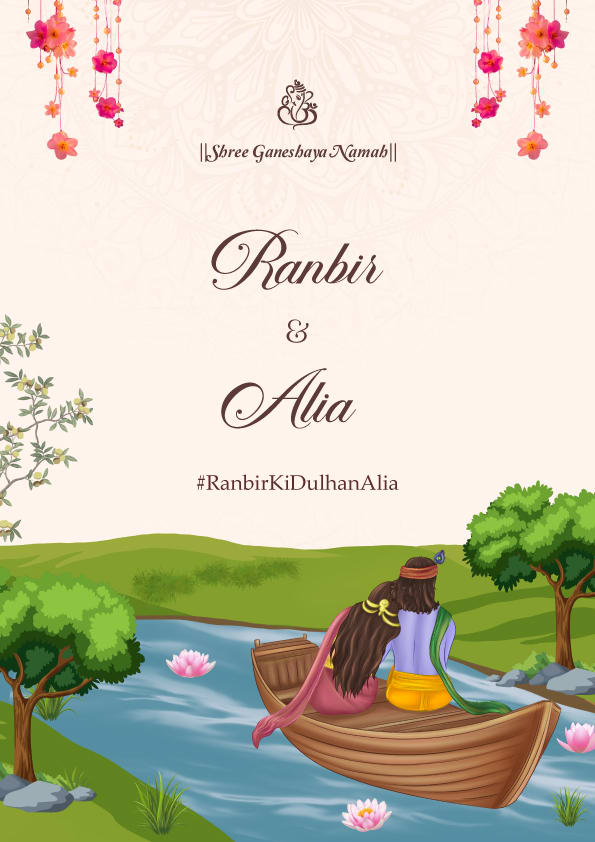 Radha Krishna wedding invitation template