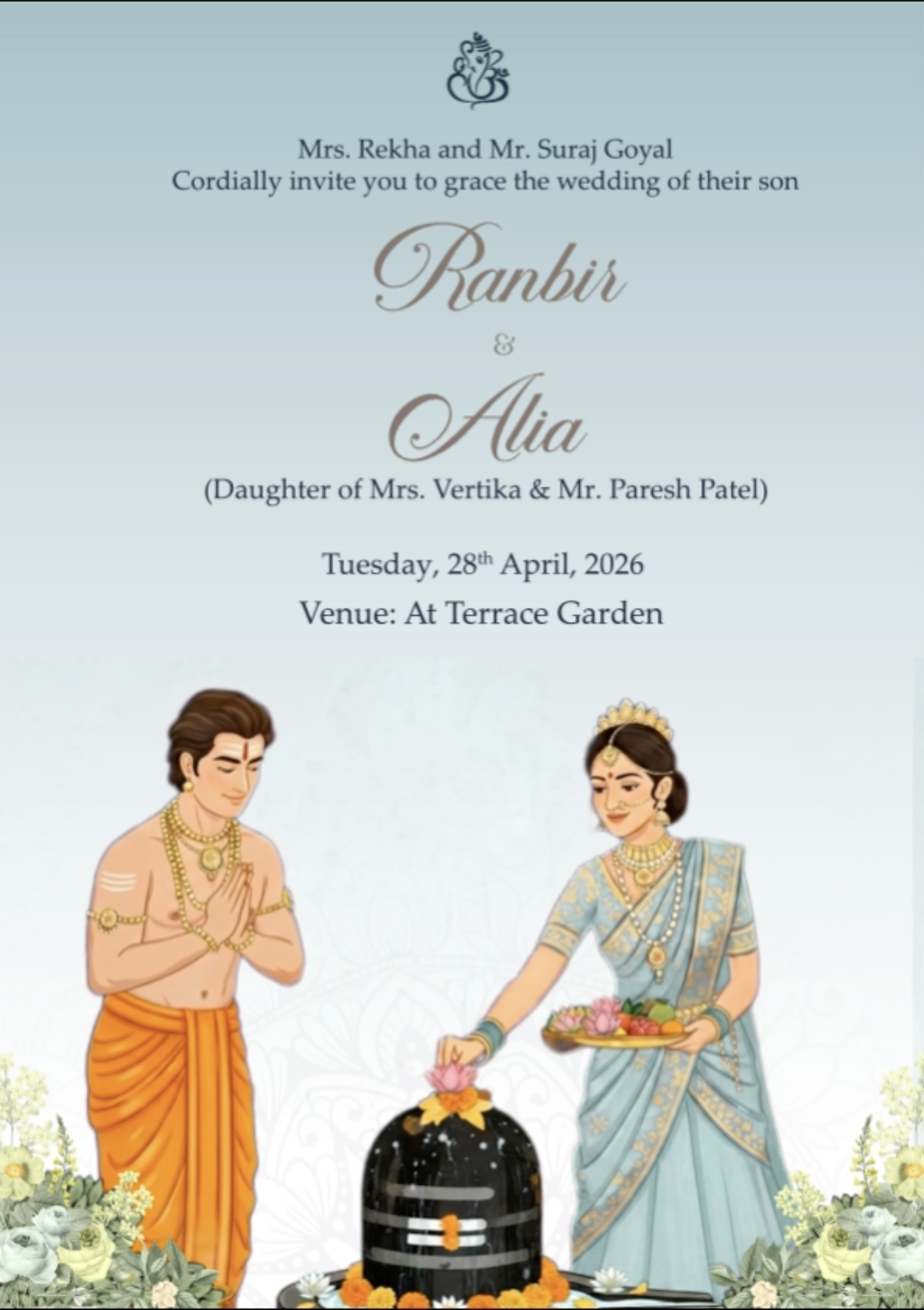 Shiv Parvati wedding invitation template