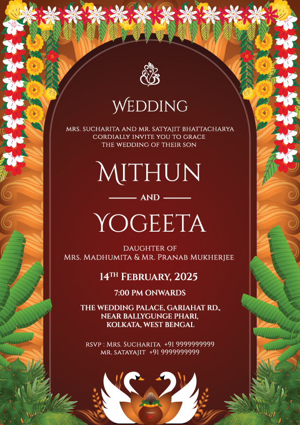 Bengali Biyer Shaaj wedding invitation template